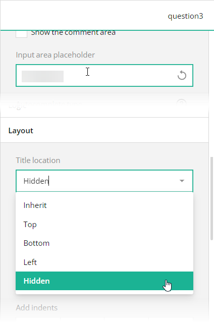 Use placeholders for form field titles in SurveyJS Survey Creator