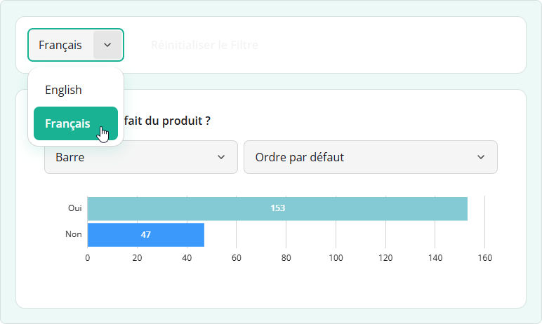 SurveyJS Dashboard: Language selector
