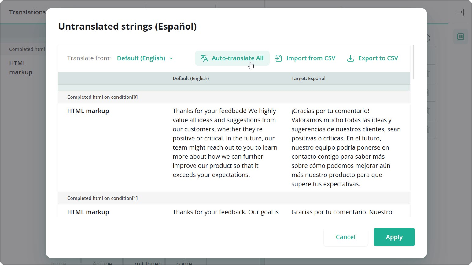 Translations tab: Auto-translate strings using AI