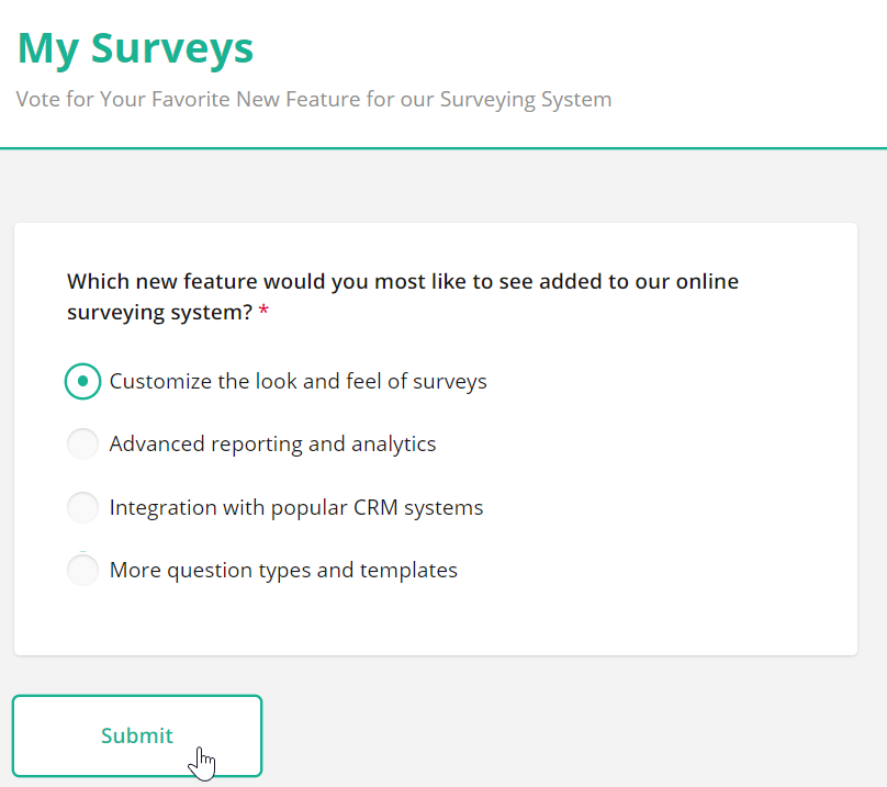 SurveyJS Poll: Submit your vote