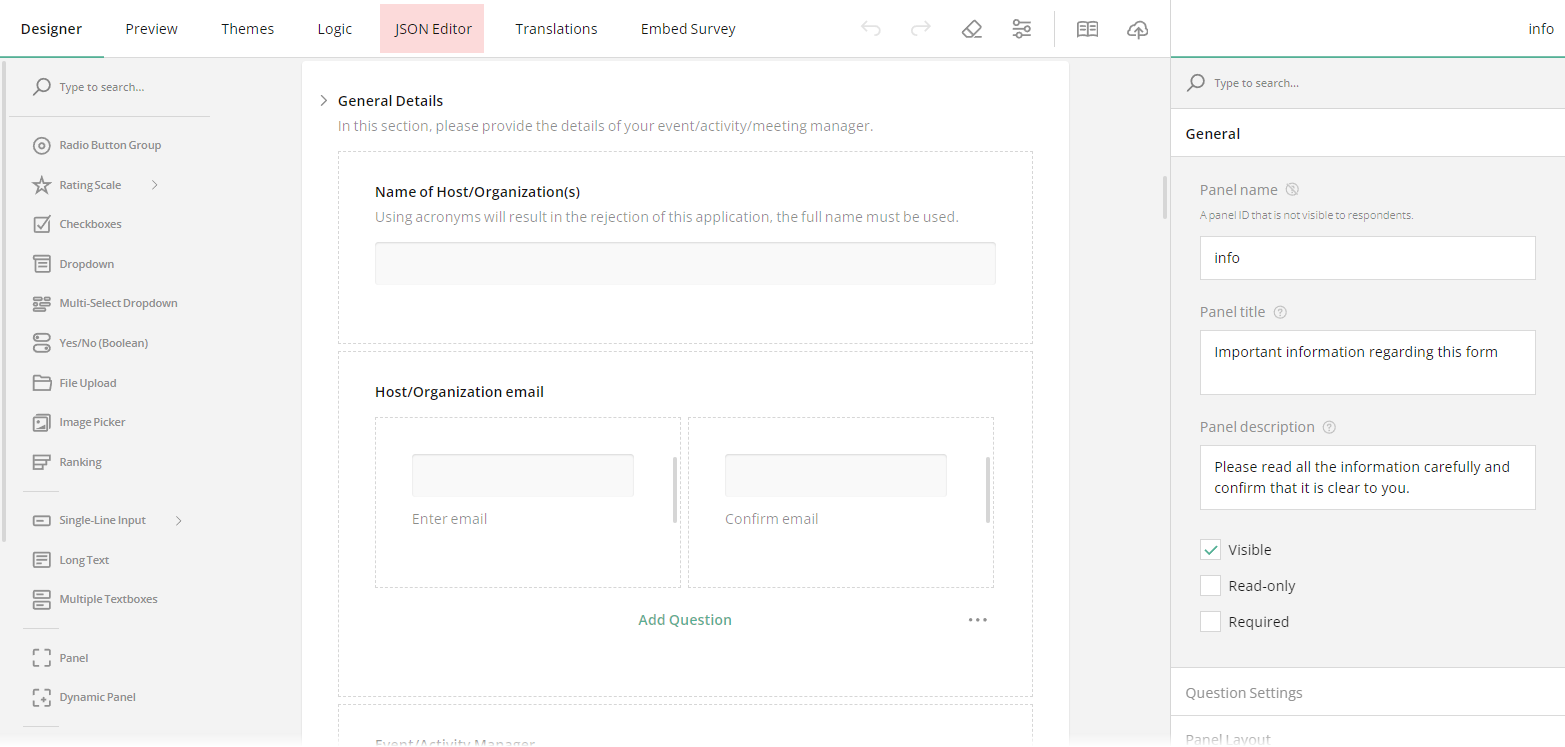 Dynamically Create Forms from JSON Schemas with SurveyJS