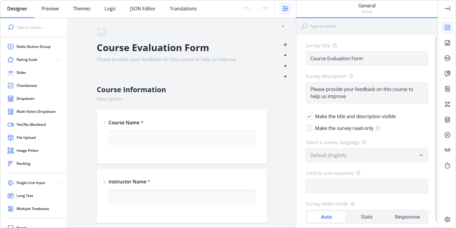 SurveyJS Form Builder