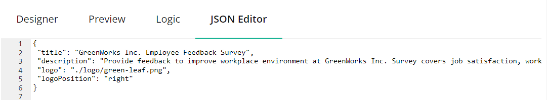 Survey Creator: Configure a form logo, title, and description