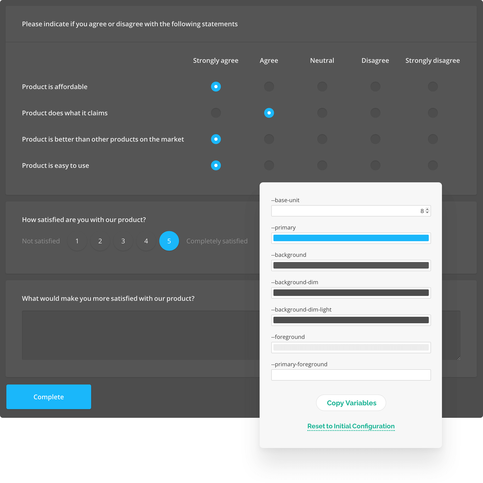 SurveyJS Form Library - Custom UI Theme