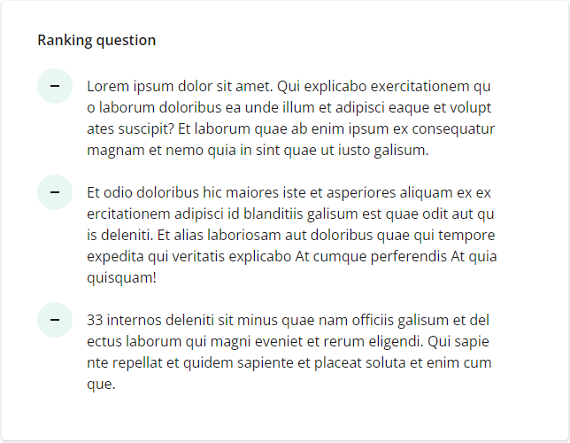 SurveyJS Form Library: Multi-line ranking items