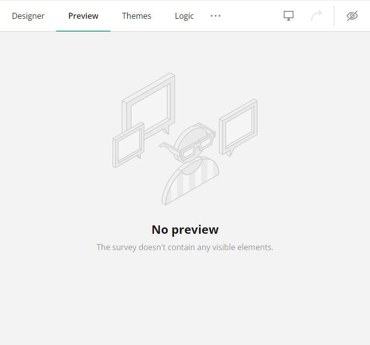 Survey Creator: 'Preview' tab placeholder