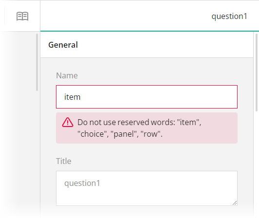 Question name validation
