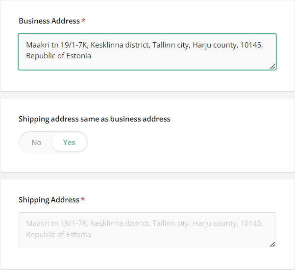 Composite question type - Shipping Address