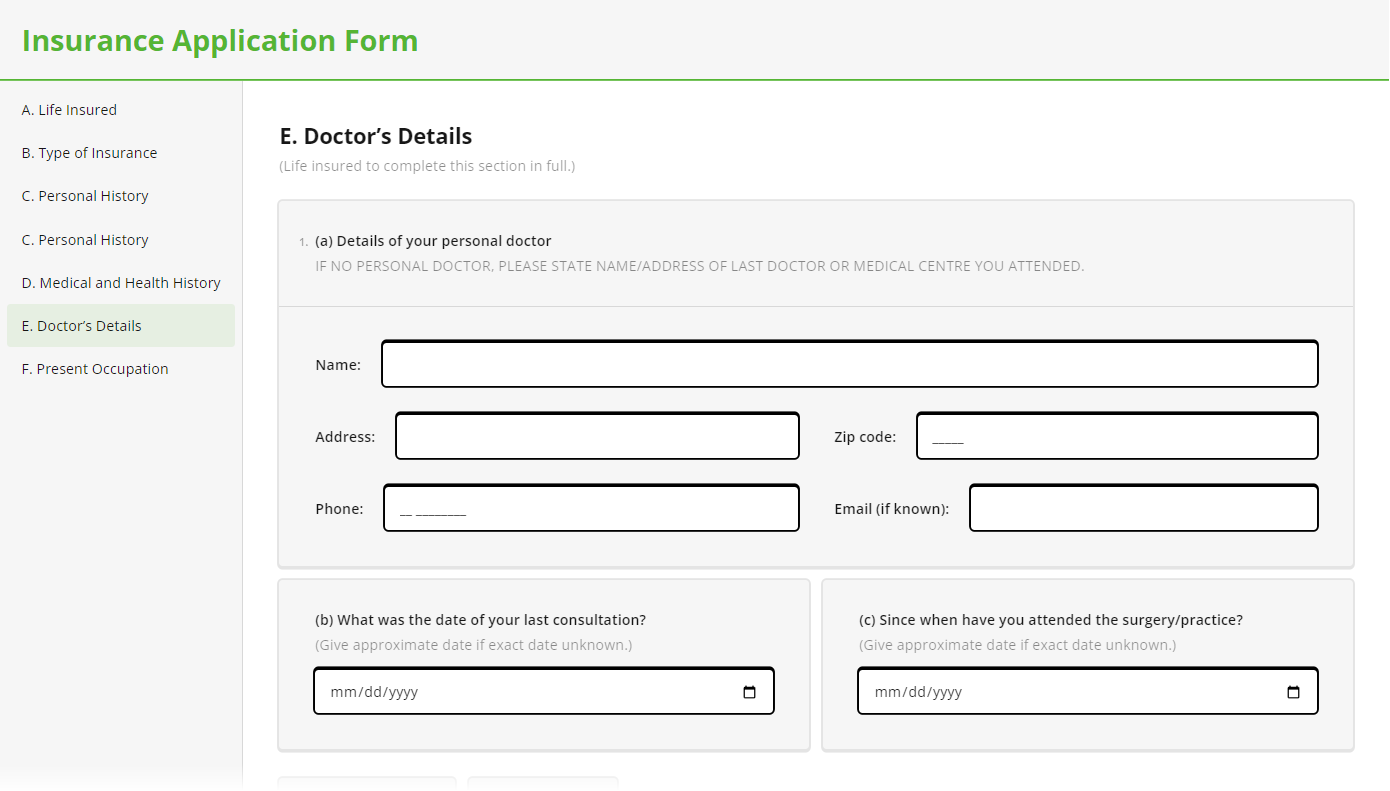 A form with multiple input fields