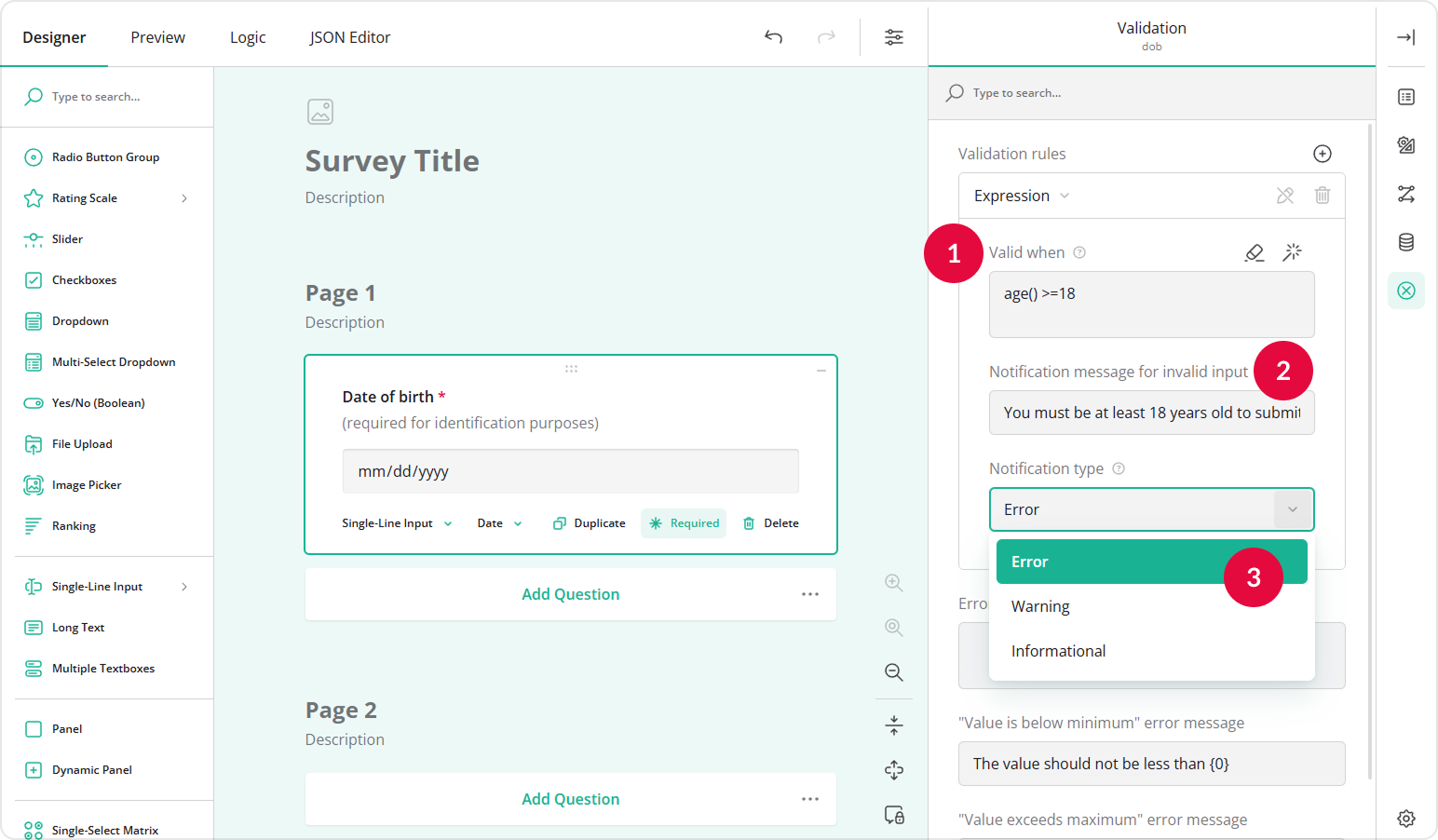 Validate the age of your respondents