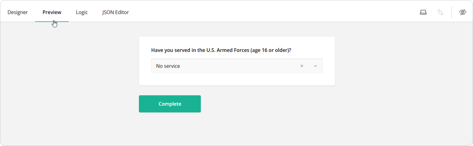 Preview the default choice option