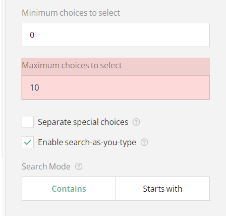 How to set the maximum choices to select for a Tag Box