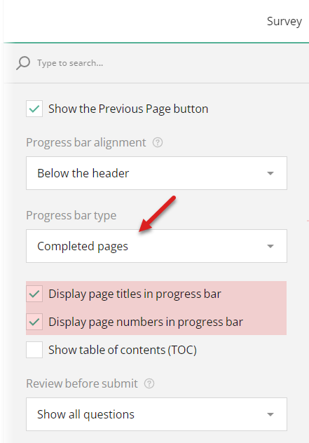 Display page titles and numbers in the progresss bar