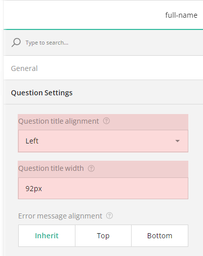 How to set up vertical input field alignment for a page or panel using the new Question title width property.