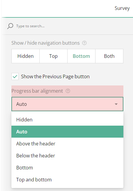Progress bar alignment option