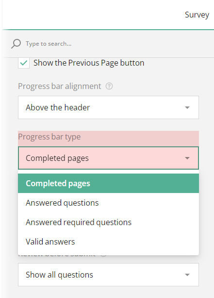 Select progress bar type