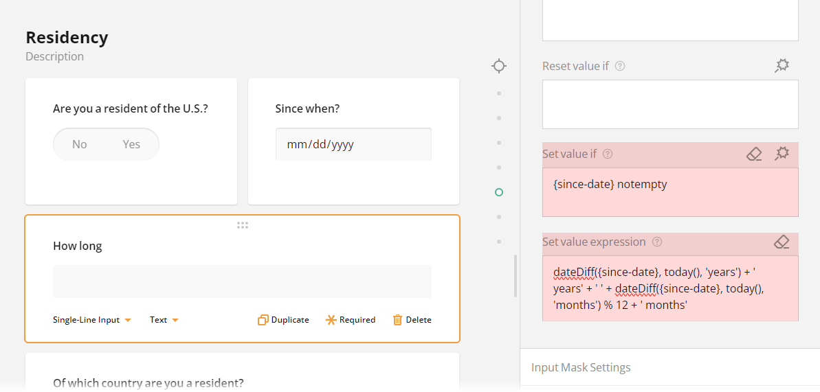 How to set and condition an expression-based value for a Single-Line Input