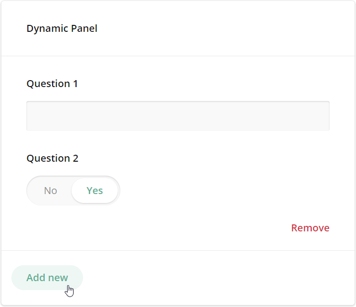 SurveyJS Question types - Dynamic panel