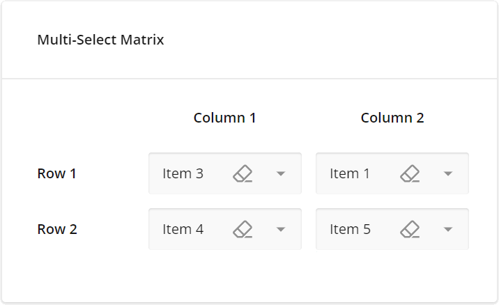 SurveyJS Question types - Multi-Select Matrix