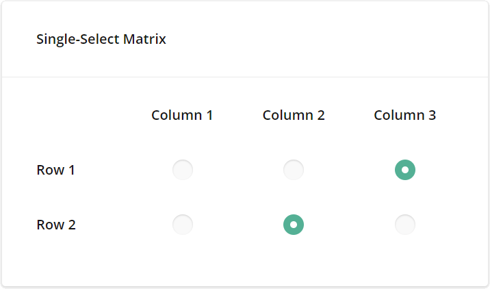 SurveyJS Question types - Single-Select Matrix