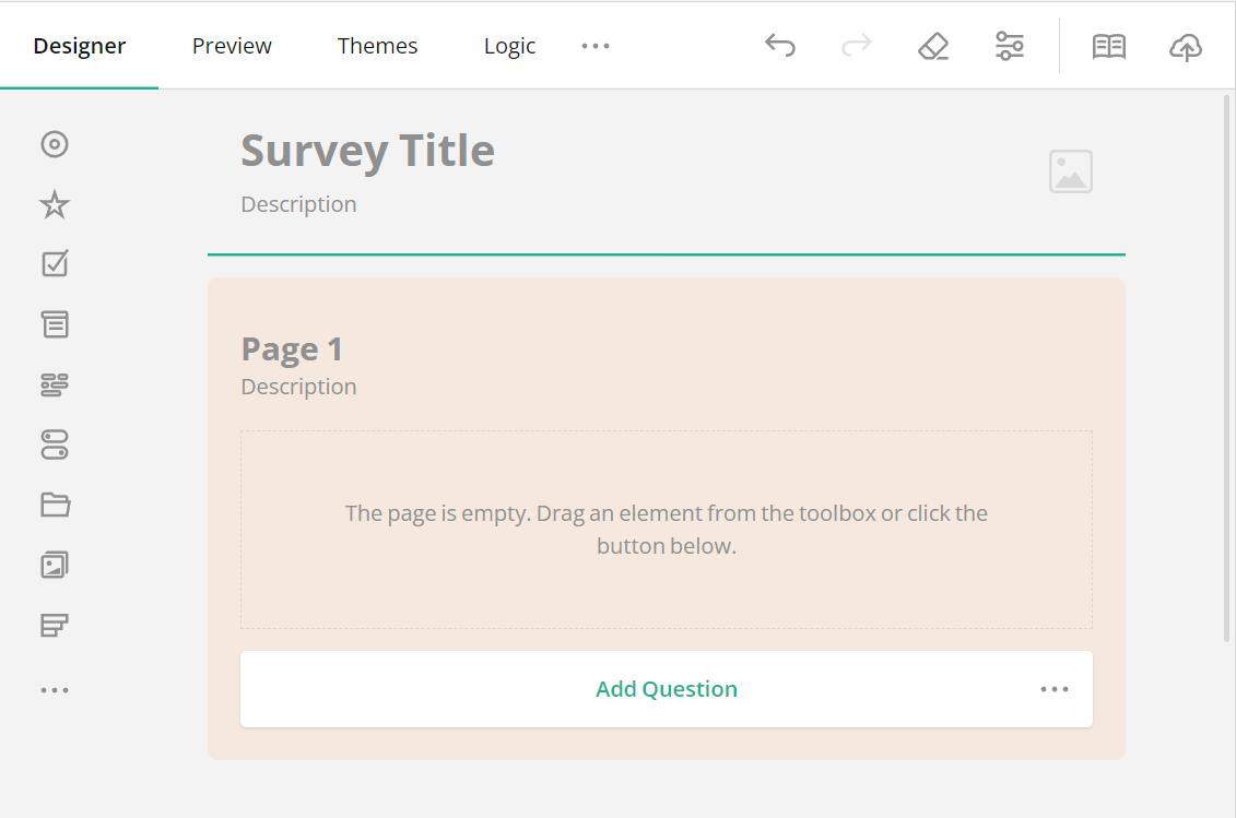 Survey Creator: New design for an empty page