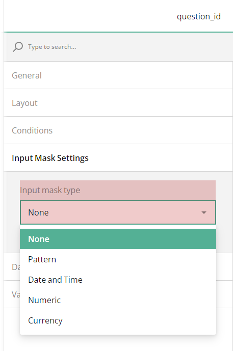 Input mask types