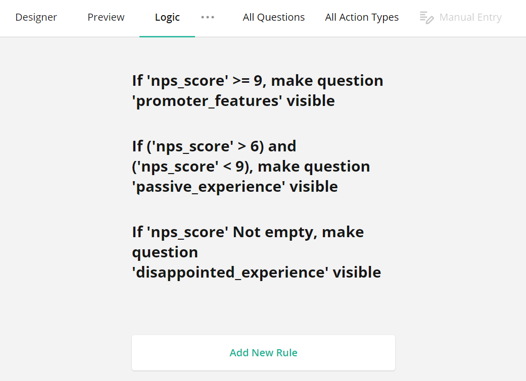 Survey Creator - The Logic tab