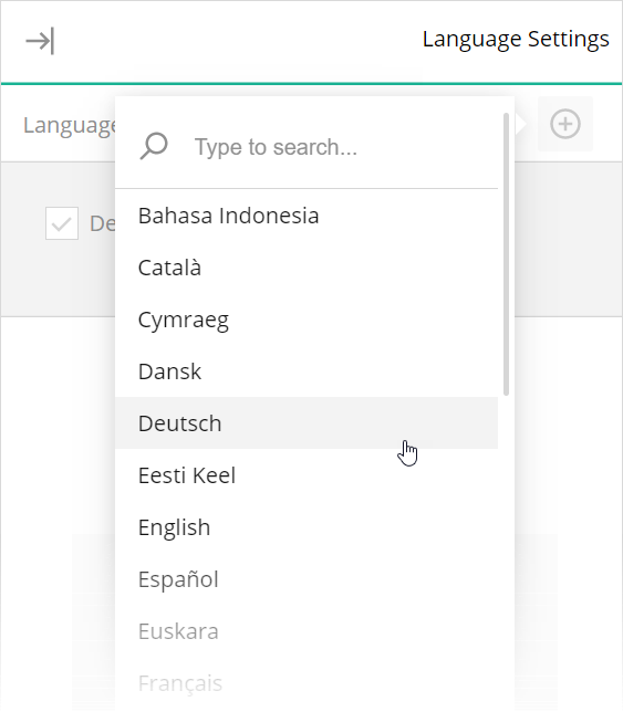 Survey Creator - Language settings in the Translation tab